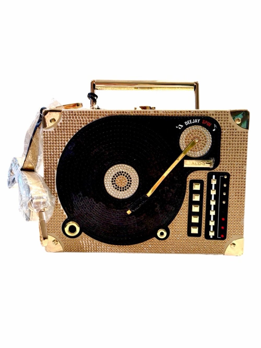 ALDO DJ Razzle Record Player Crossbody Bag – Gold Novelty Clutch